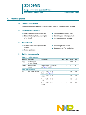 Z0109MN Datasheet PDF NXP Semiconductors.