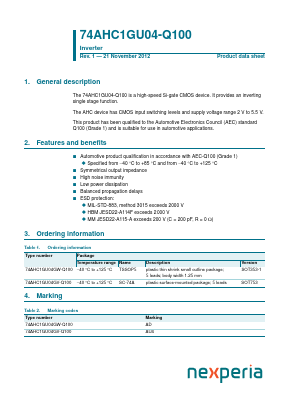 74AHC1GU04-Q100 Datasheet PDF NXP Semiconductors.