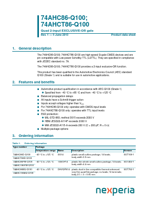 74AHC86BQ-Q100X Datasheet PDF NXP Semiconductors.