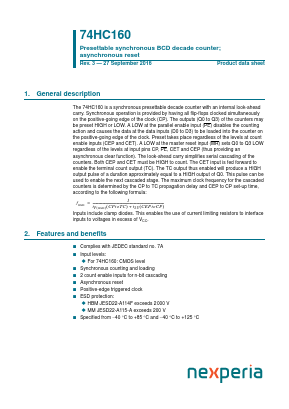 74HC160 Datasheet PDF NXP Semiconductors.