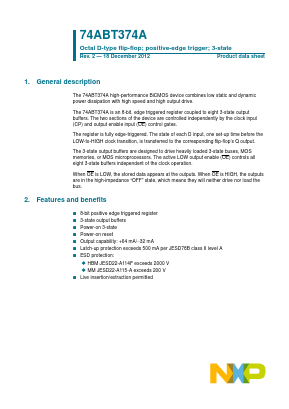 74ABT374A Datasheet PDF NXP Semiconductors.