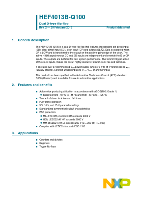 HEF4013B-Q100 Datasheet PDF NXP Semiconductors.