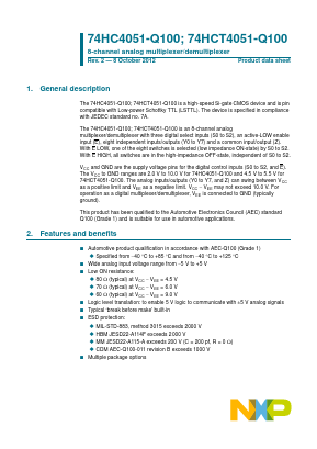 74HC4051-Q100 Datasheet PDF NXP Semiconductors.