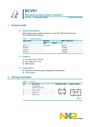 BCV61 Datasheet PDF NXP Semiconductors.