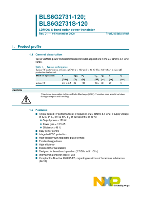 BLS6G2731-120 Datasheet PDF NXP Semiconductors.