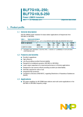 BLF7G10L-250 Datasheet PDF NXP Semiconductors.
