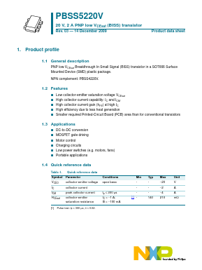 PBSS5220V Datasheet PDF NXP Semiconductors.