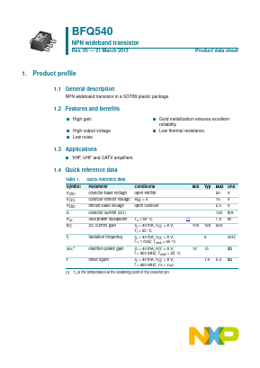 BFQ540 Datasheet PDF NXP Semiconductors.