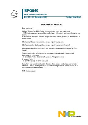 BFQ540 Datasheet PDF NXP Semiconductors.