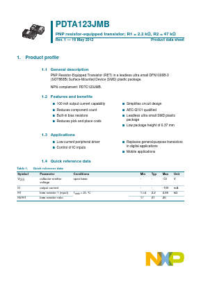 PDTA123JMB Datasheet PDF NXP Semiconductors.