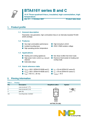 BTA416Y Datasheet PDF NXP Semiconductors.