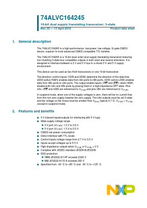 74ALVC164245DGG Datasheet PDF NXP Semiconductors.