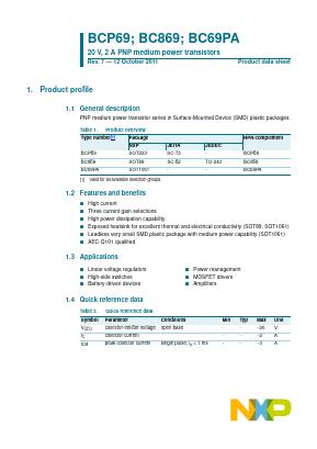 BC869-25 Datasheet PDF NXP Semiconductors.