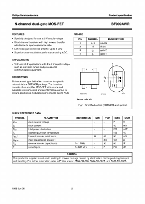 BF909AWR Datasheet PDF NXP Semiconductors.