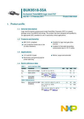 BUK9518-55A Datasheet PDF NXP Semiconductors.