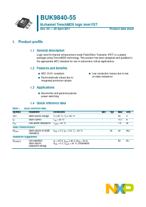 BUK9840-55 Datasheet PDF NXP Semiconductors.