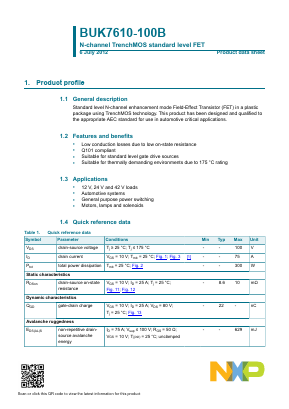 BUK7610-100B Datasheet PDF NXP Semiconductors.