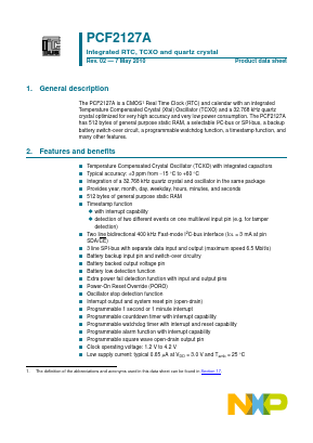 PCF2127AT/1 Datasheet PDF NXP Semiconductors.