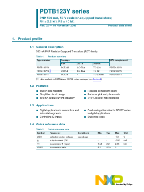 PDTB123YT Datasheet PDF NXP Semiconductors.