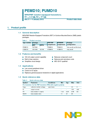 PEMD10 Datasheet PDF NXP Semiconductors.