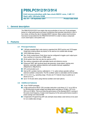 P89LPC914 Datasheet PDF NXP Semiconductors.