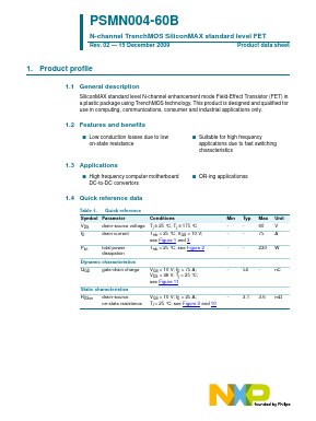 PSMN004-60B Datasheet PDF NXP Semiconductors.