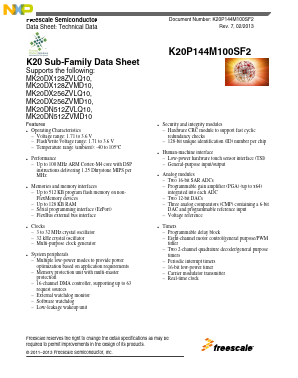 K20P144M100SF2 Datasheet PDF NXP Semiconductors.
