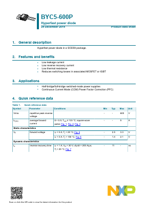 BYC5-600P Datasheet PDF NXP Semiconductors.