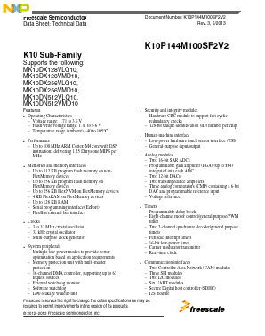 K10P144M100SF2V2 Datasheet PDF NXP Semiconductors.