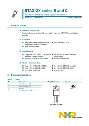 BTA312X-800B Datasheet PDF NXP Semiconductors.