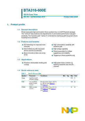 BTA316-600E_ Datasheet PDF NXP Semiconductors.