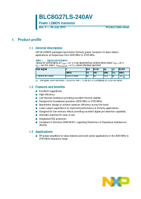 BLC8G27LS-240AV Datasheet PDF NXP Semiconductors.