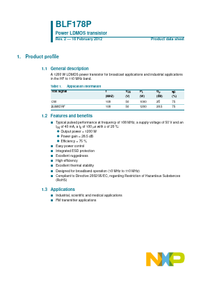 BLF178P Datasheet PDF NXP Semiconductors.