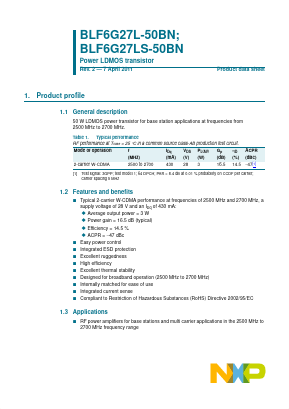 BLF6G27LS-50BN Datasheet PDF NXP Semiconductors.