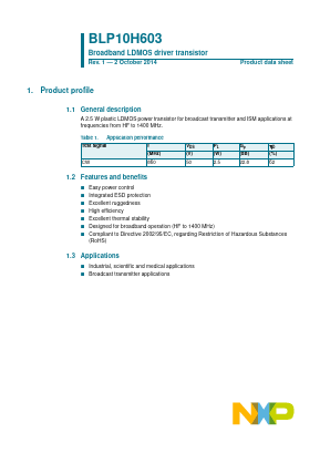 BLP10H603 Datasheet PDF NXP Semiconductors.