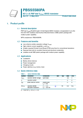 PBSS5580PA Datasheet PDF NXP Semiconductors.