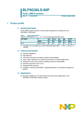 BLF9G38LS-90P Datasheet PDF NXP Semiconductors.