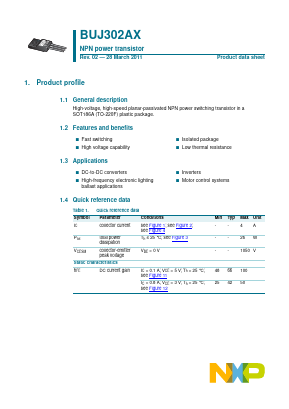 BUJ302AX Datasheet PDF NXP Semiconductors.