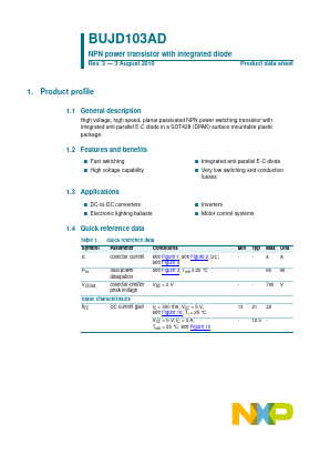 BUJD103AD Datasheet PDF NXP Semiconductors.