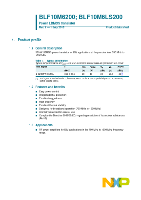 BLF10M6LS200 Datasheet PDF NXP Semiconductors.