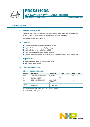 PBSS5160DS Datasheet PDF NXP Semiconductors.