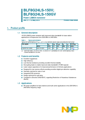 BLF8G24LS-150V Datasheet PDF NXP Semiconductors.