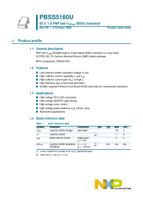 PBSS5160U Datasheet PDF NXP Semiconductors.