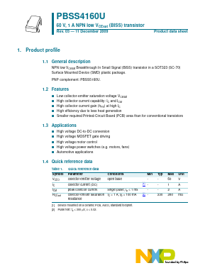 PBSS4160U Datasheet PDF NXP Semiconductors.