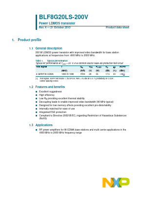 BLF8G20LS-200V Datasheet PDF NXP Semiconductors.