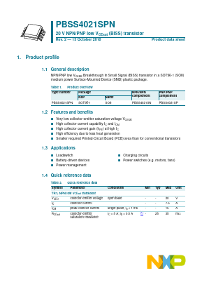 PBSS4021SPN Datasheet PDF NXP Semiconductors.