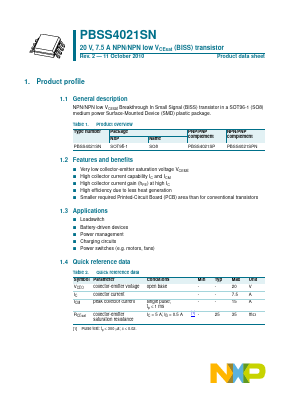 PBSS4021SN Datasheet PDF NXP Semiconductors.