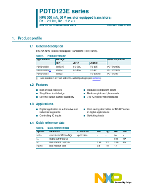 PDTD123EK Datasheet PDF NXP Semiconductors.