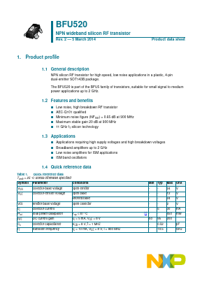BFU520 Datasheet PDF NXP Semiconductors.