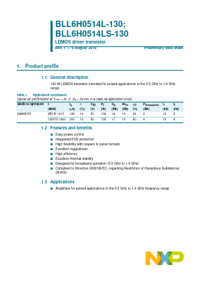 BLL6H0514L-130 Datasheet PDF NXP Semiconductors.